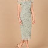 Beaded Midi Dress with Cap Sleeves