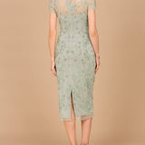 Beaded Midi Dress with Cap Sleeves