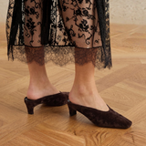 Junie Heeled Suede Mule