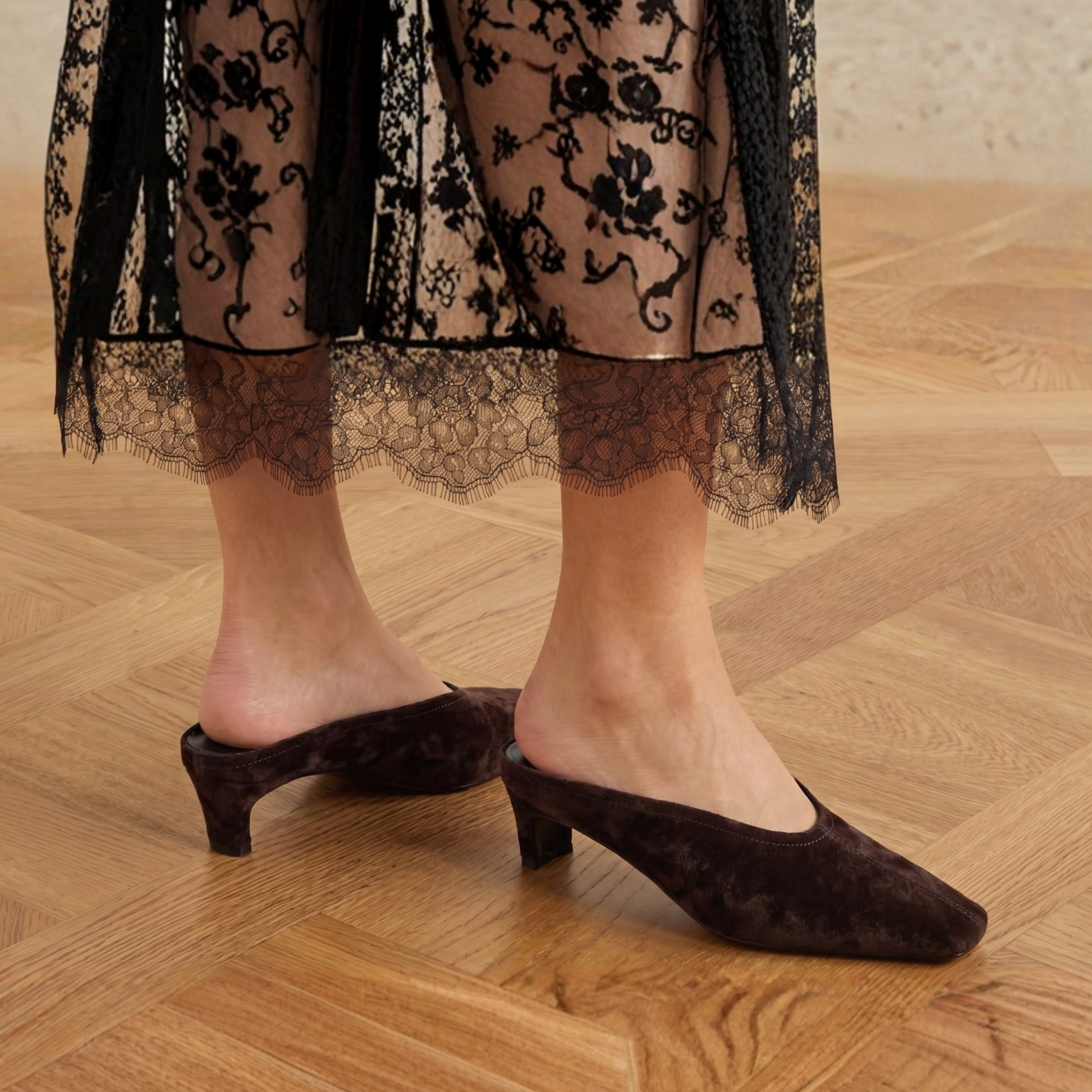 Junie Heeled Suede Mule