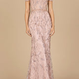 Off Shoulder Mermaid Gown with Short Sleeves