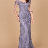 Detachable Half Sleeve Lace Sheath Gown
