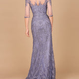 Detachable Half Sleeve Lace Sheath Gown