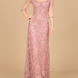 Detachable Half Sleeve Lace Sheath Gown