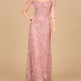Detachable Half Sleeve Lace Sheath Gown