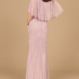 Cape Sleeve Beaded Gown