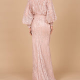 Long Bishop Sleeve Lace Gown