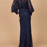 Long Bishop Sleeve Lace Gown