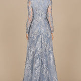 Lace Long Sleeve Gown with Overskirt