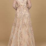 Lace Long Sleeve Gown with Overskirt