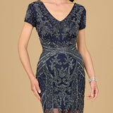 Cap Sleeve Beaded Cocktail Dress