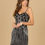 Beaded Cocktail Dress with Fringe