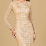 Long Sleeve, High Neck Cocktail Dress
