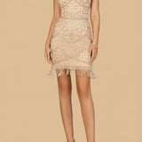 Spaghetti Strap Cocktail Dress with Fringes