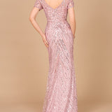 Short Sleeve, Beaded Mermaid Gown