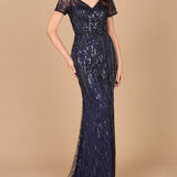 Short Sleeve, Beaded Mermaid Gown