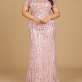 Short Sleeve, Beaded Mermaid Gown