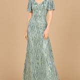 Beaded Gown With Cape Sleeves