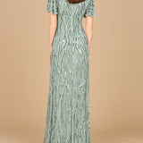 Beaded Gown With Cape Sleeves