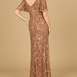 Beaded Gown With Cape Sleeves