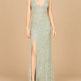 Embellished Gown with Slit - OUTLET