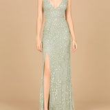 Embellished Gown with Slit - OUTLET