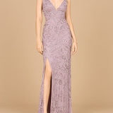 Embellished Gown with Slit And Spaghetti Straps  - OUTLET