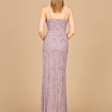 Embellished Gown with Slit And Spaghetti Straps  - OUTLET