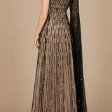 One Shoulder A-Line Gown