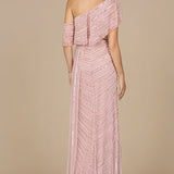Off Shoulder Sheath Beaded Gown