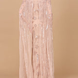 Beaded Sheath Dress with Long Cape