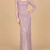 V Neck Beaded Long Sleeve Dress