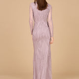 V Neck Beaded Long Sleeve Dress