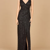 Beaded Black Gown with Slit