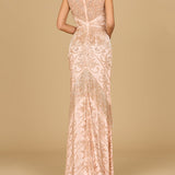 Cap Sleeve Beaded Gown with Fringe | 29098
