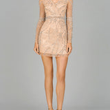Long Sleeve V-Neck Cocktail Dress