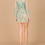 Long Sleeve Beaded Cocktail Dress