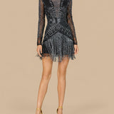 High Neck Cocktail Dress with Long Sleeves