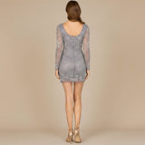 Long Sleeve Short Beaded Dress