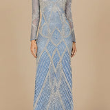 V Neck Beaded Long Sleeve Dress