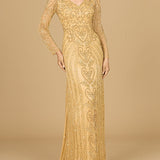 V Neck Beaded Long Sleeve Dress