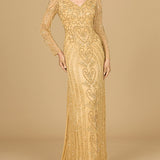 V Neck Beaded Long Sleeve Dress