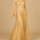 Beaded Long Dress with Flare Sleeves
