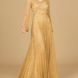 Beaded Long Dress with Flare Sleeves