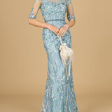 Short Sleeve Lace Fitted Gown