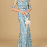 Short Sleeve Lace Fitted Gown
