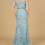 Short Sleeve Lace Fitted Gown