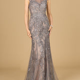 Sheath Lace Gown with Cap Sleeves