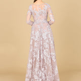 Long Sleeve, Illusion Neck Gown