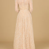 Long Sleeve V-Neck Ballgown